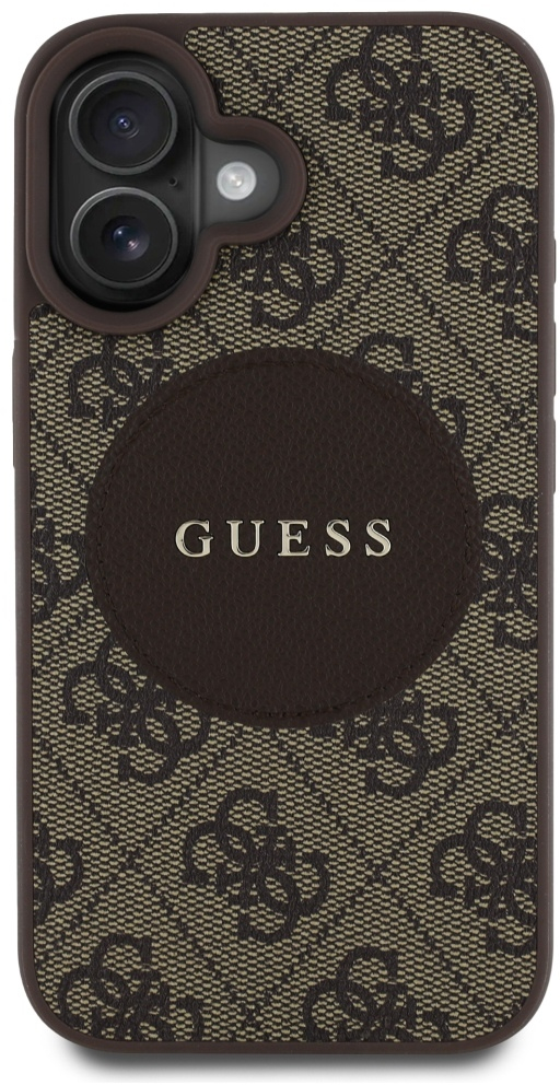 Guess 4G Circle Classic Logo MagSafe case for iPhone 16 - brown