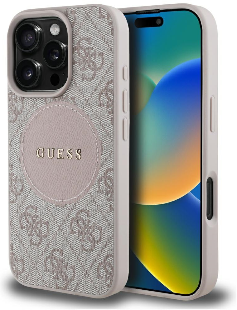 Guess 4G Circle Classic Logo MagSafe iPhone 16 Pro Case - Pink