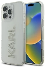 Karl Lagerfeld KLHCP16XHKLSTDCT iPhone 16 Pro Max 6.9" Clear Hard Case IML Rhinestones Logo