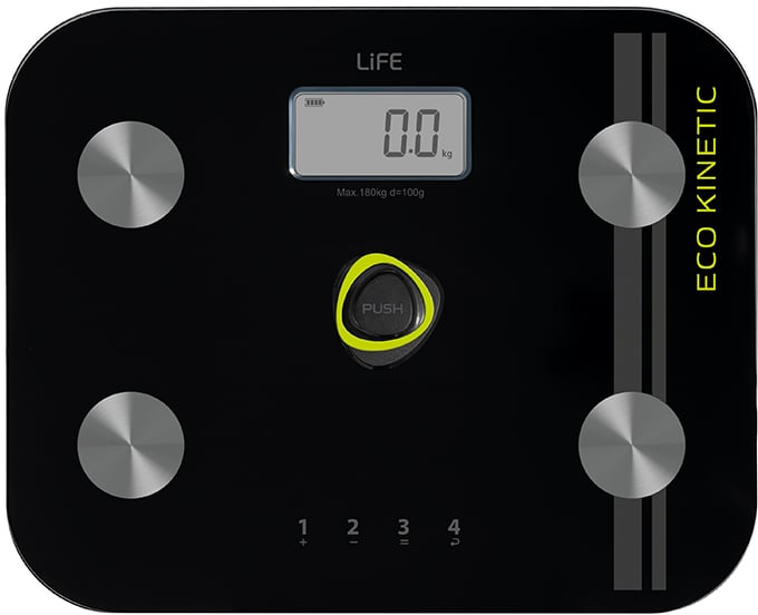 LIFE 221-0364 KINETIC Ψηφιακή Ζυγαριά 180kg με Λιπομετρητή Μαύρη