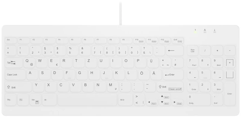 Contour Design Active Key Contour QuickClean Medical Keyboard Removable Cover Compact Wired White DE C7012