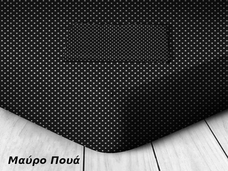 Κατωσέντονο με Λάστιχο Μαύρο Πουά Βαμβάκι Γαρύφαλλο 100-180x200+30cm - 100x200