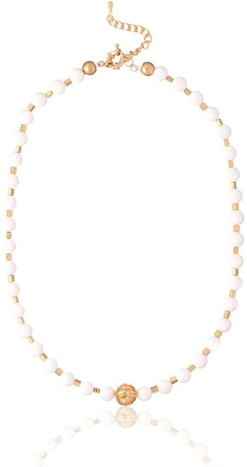White Coral Necklace with Filigree Element