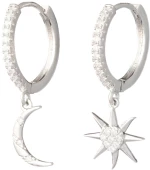 Moon and Star - Rhodium Plated