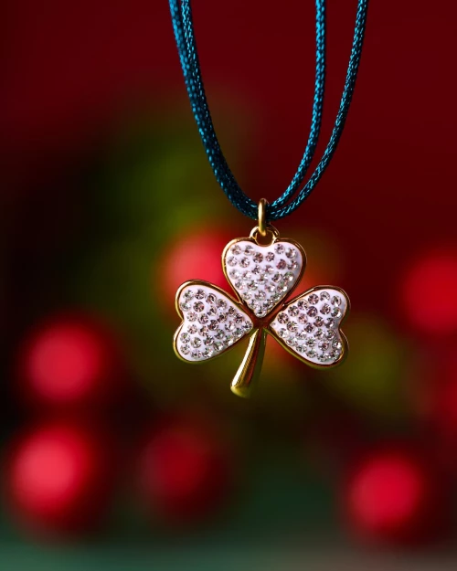 Blue Crystal Clover Charm