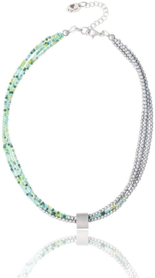 Quadruple hematite necklace - Green shades