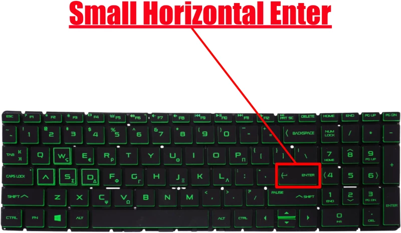 Πληκτρολόγιο  Laptop  - HP 16-A0027NS greek backlit keyboard - (Κωδ.40549GRGREENBACKLIT)