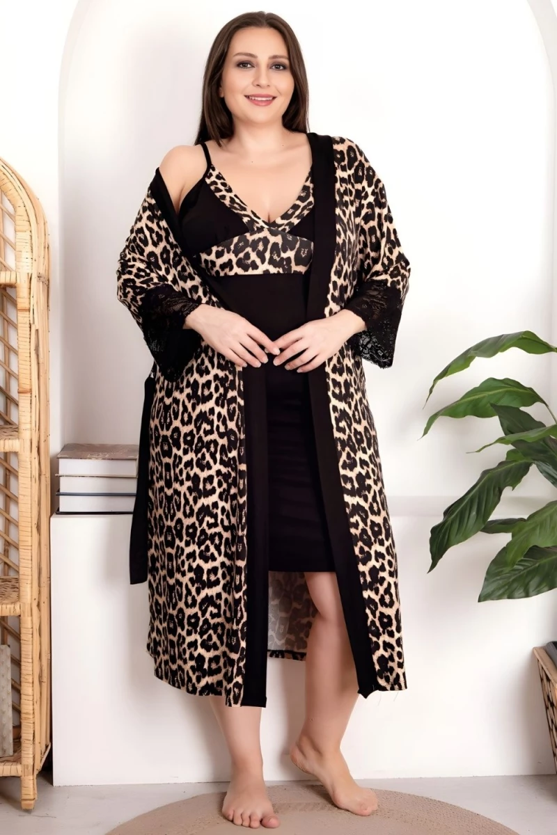 Γυναικείο Σετ Νυχτικό Με Ρόμπα Animal Print 19219 - ΛΕΟΠΑΡ