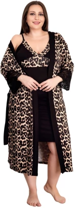 Γυναικείο Σετ Νυχτικό Με Ρόμπα Animal Print 19219 - ΛΕΟΠΑΡ