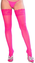 CHILIROSE Ã¢'' CR 4884 FUCHSIA LACE THIGH-HIGH STOCKINGS