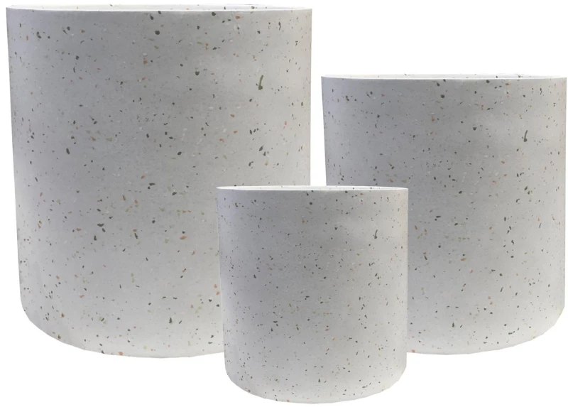Supergreens Γλάστρα Πήλινη Κύλινδρος "Celestia" Λευκό Terrazzo M 33x33x29 εκ.