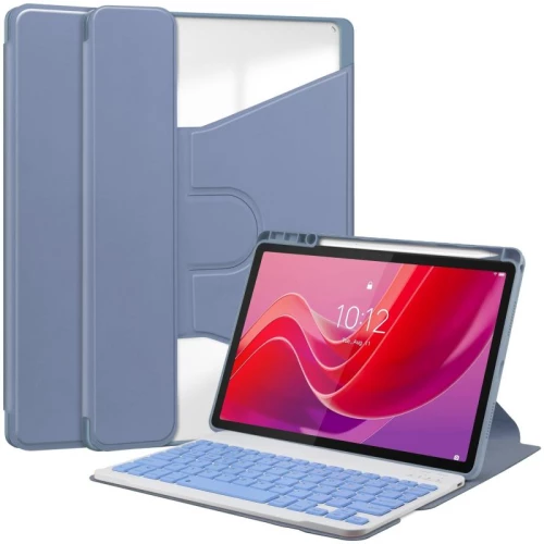 Για Lenovo Tab M11/Xiaoxin Pad 11 2024 360 περιστροφή Διαφανής έξυπνη δερμάτινη θήκη με πληκτρολόγιο (Λεβάντα)
