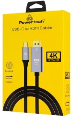 POWERTECH καλώδιο USB-C σε HDMI PTR-0171, 4K/60Hz, 10.2 Gbps, 1m, μαύρο - 5210131157008