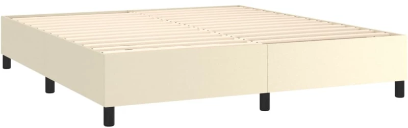 vidaXL Κρεβάτι Boxspring με Στρώμα & LED Κρεμ 180x200 εκ. Συνθ. Δέρμα
