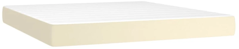 vidaXL Κρεβάτι Boxspring με Στρώμα & LED Κρεμ 180x200 εκ. Συνθ. Δέρμα