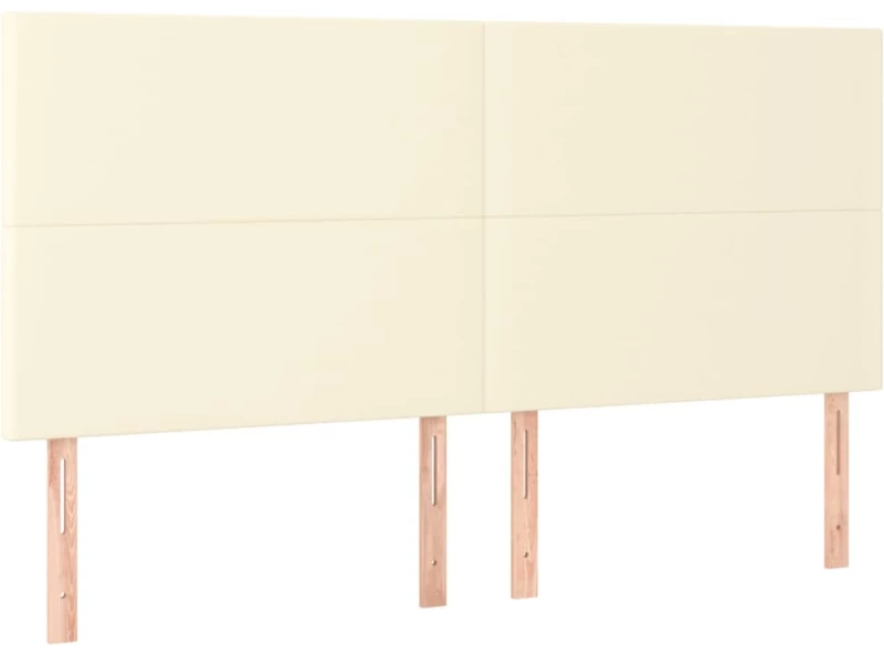 vidaXL Κρεβάτι Boxspring με Στρώμα & LED Κρεμ 180x200 εκ. Συνθ. Δέρμα