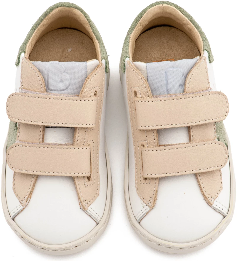 Babywalker Τρίχρωμο Sneaker Διπλό Χρατς EXC5316 Λευκό Εκρού Μέντα