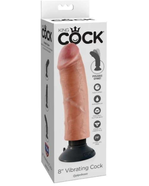 KING COCK 20.32 CM VIBRATING COCK FLESH