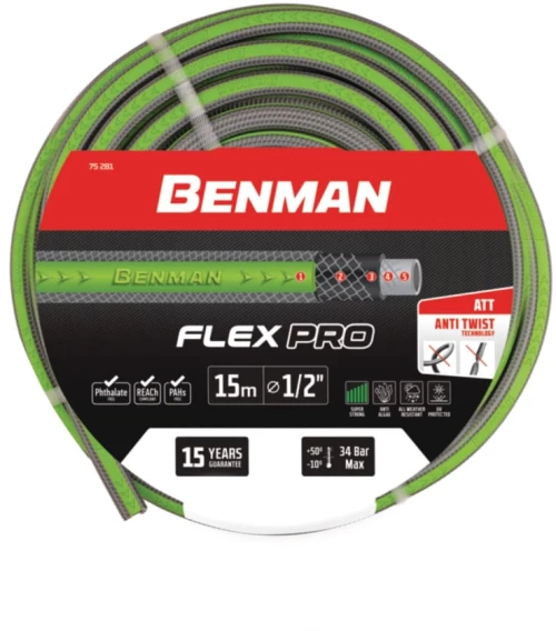 Λάστιχο Ποτίσματος Flex Pro 1/2" 25m Γκρι-Πράσινο Benman 75282