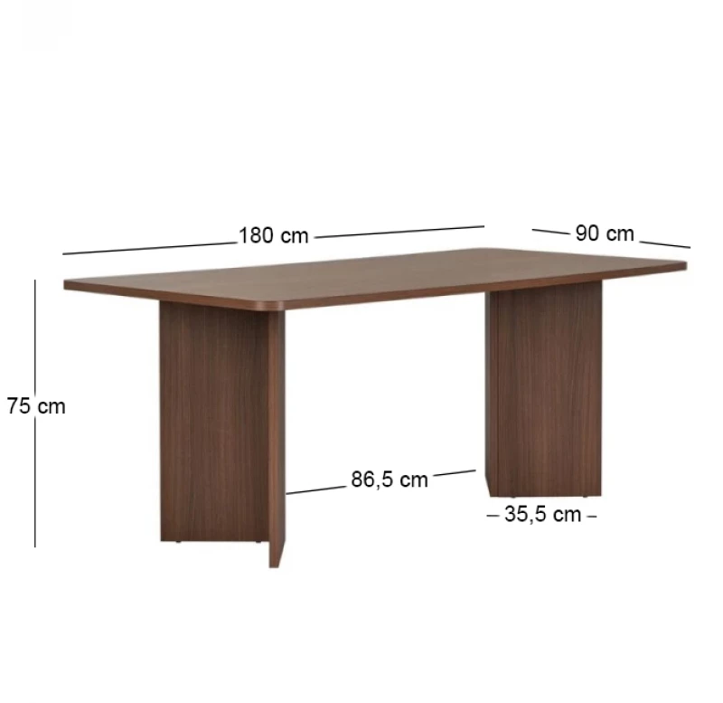 Τραπέζι Linza χρώμα καρυδί 180x90x75εκ.