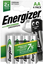 Energizer 016-5264 Universal Επαναφορτιζόμενες Μπαταρίες AA Ni-MH 1300mAh 1.2V 4τμχ