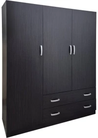 Ντουλάπα τρίφυλλη με 2 συρτάρια Alvia pakoworld wenge150x51x180εκ