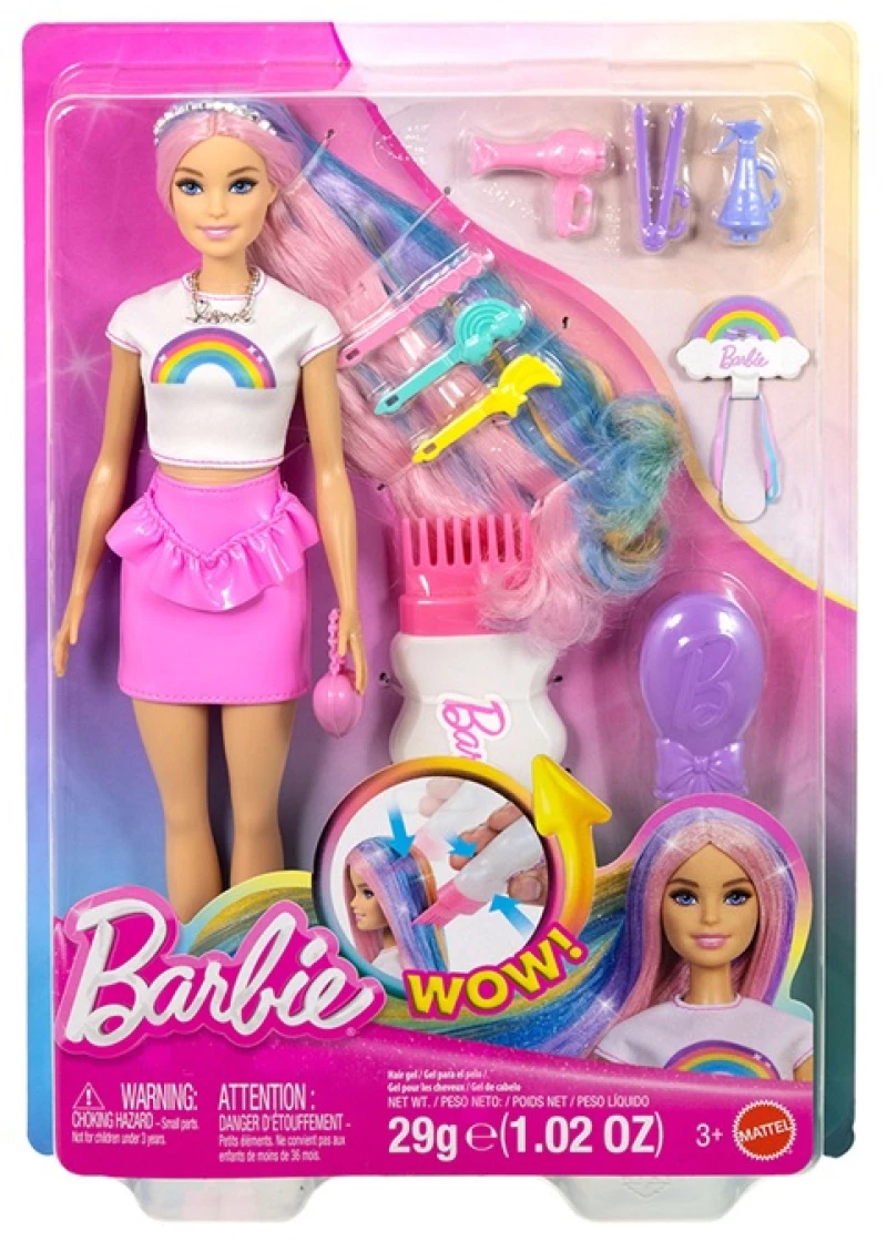 MATTEL BARBIE ΚΟΥΚΛΑ ΠΟΛΥΧΡΩΜΑ ΜΑΛΛΙΑ ΜΕ ΓΚΛΙΤΕΡ JJP07 / JJP06