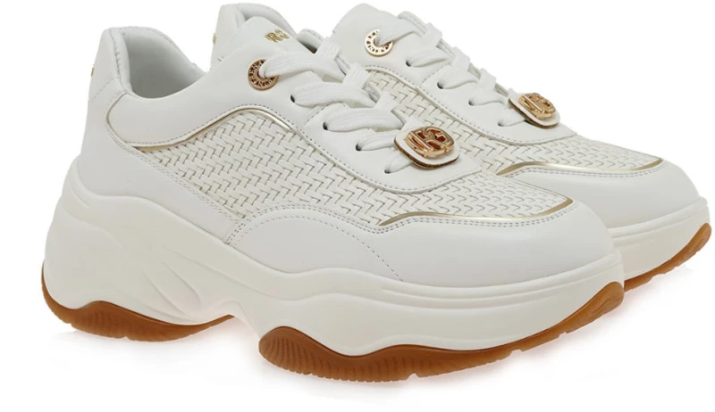Γυναικείο Sneaker Renato Garini Λευκό με Πλεκτό Σχέδιο