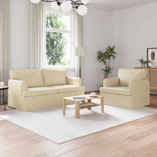 Καναπές 140cm 2 pcs Κρεμ Μέταλλο Κρεμ 3407565