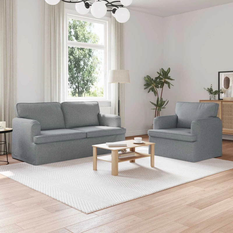 Καναπές 140cm 2 pcs Ανοιχτό γκρι Μέταλλο Ανοιχτό γκρι 3407560