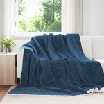 Κουβέρτα Σκούρο μπλε 220 x 240 cm Μαλλί Ναυτικό μπλε 42016991