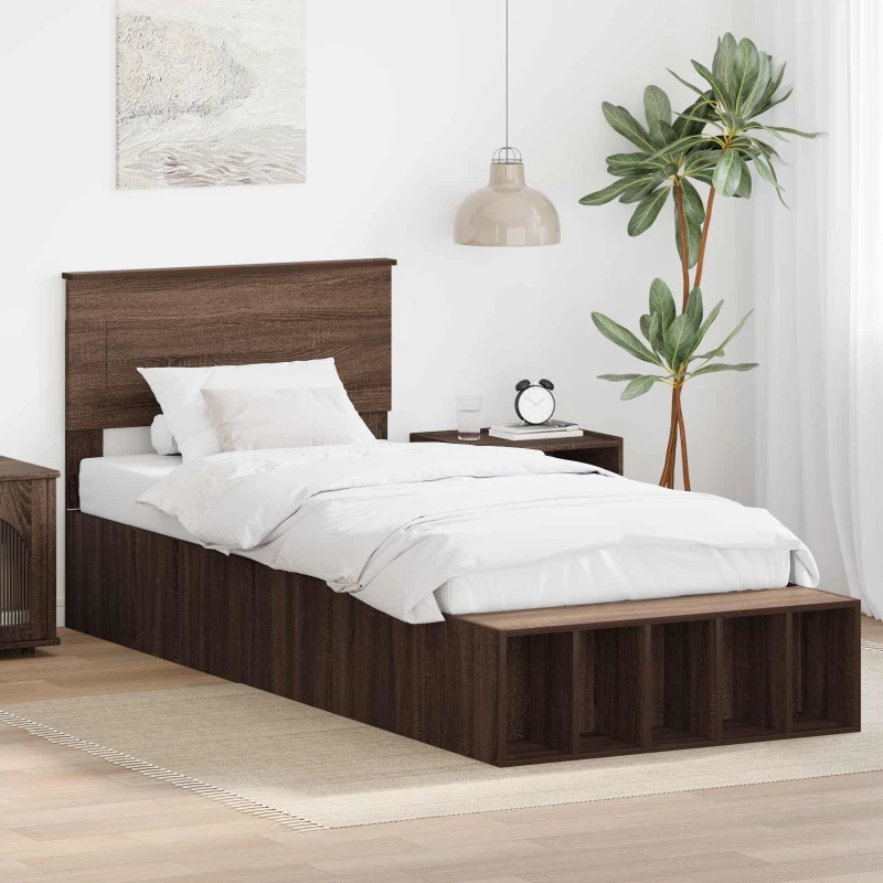 Σκελετός Κρεβατιού Καφέ δρυς 75 x 190 cm Επεξεργασμένο ξύλο Καφέ 3408423
