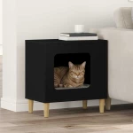 Σπίτι Γάτας Μαύρο 51 x 30 x 52 εκ. Επεξεργασμένο ξύλο Μαύρο 8000654