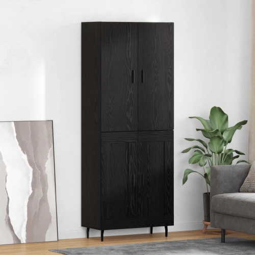 Highboard Μαύρη δρυς 69,5 x 34 x 180 εκ. Σύνθετο Ξύλο και Γυαλί Μαύρο 3416143