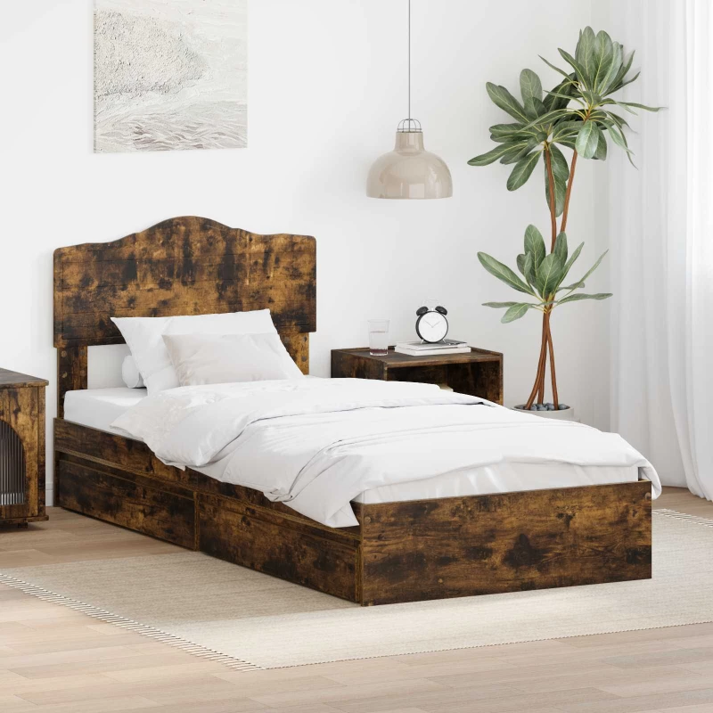 Κρεβάτι Αποθήκης Καπνιστό Δρύς 75 x 190 cm Επεξεργασμένο ξύλο Καφέ 3413149