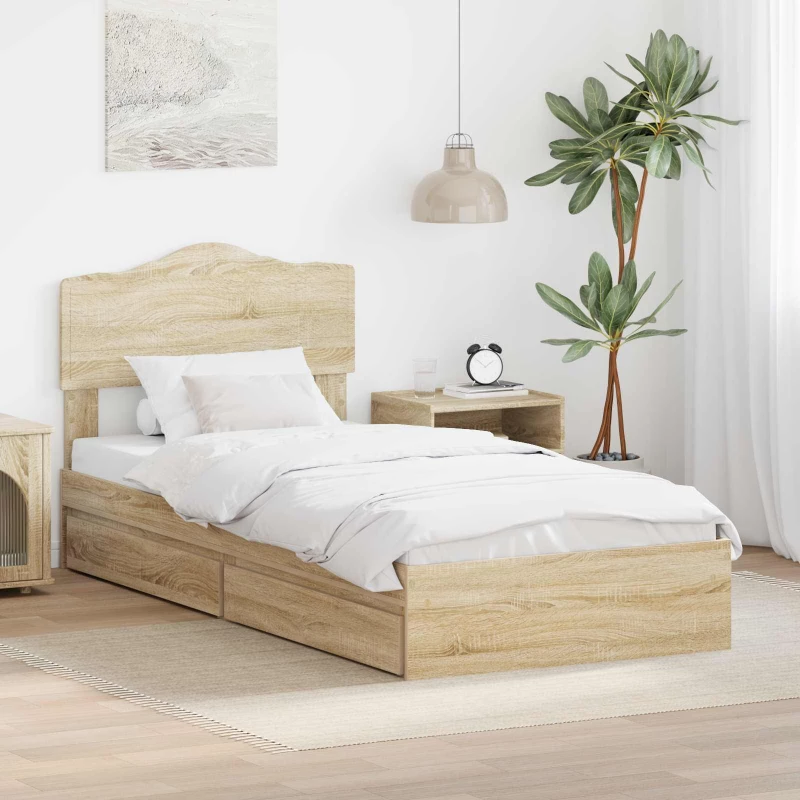 Κρεβάτι Αποθήκης Δρύς Sonoma 100 x 200 cm Επεξεργασμένο ξύλο Καφέ 3413126
