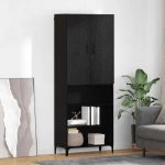 Highboard Μαύρη Οξυά 69,5 x 34 x 180 εκ. Επεξεργασμένο ξύλο Μαύρο 3416244