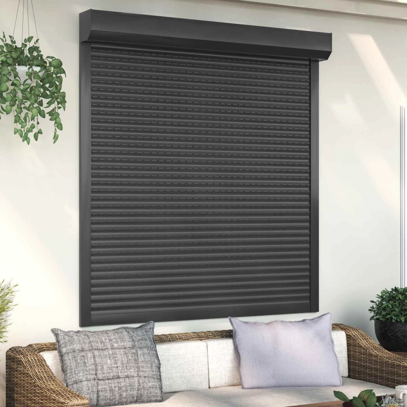 Ρολό εισόδου Ανθρακί 140 x 150 cm Αλουμίνιο και Πολυουρεθάνη Ανθρακί 42047073