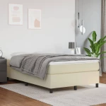 Κρεβάτι Boxspring με Στρώμα Κρεμ 120x200εκ. από Συνθετικό Δέρμα Κρεμ 3144598