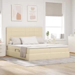 Κρεβάτι Αποθήκης με στρώμα Κρέμ 200 x 200 cm Τεχνητό Δέρμα Κρεμ 3372207