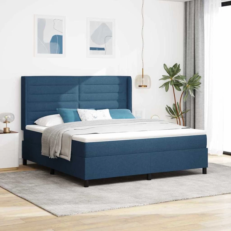 Κρεβάτι με ελατήρια με στρώμα Μπλε 180 x 200 cm ύφασμα Μπλε 3341601