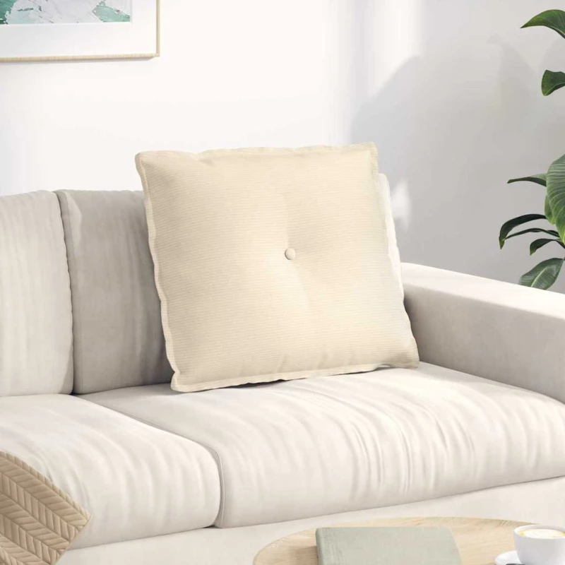 Μαξιλάρι Πλάτης Κρεμ 60 x 50 cm Υφασμάτινο Κορντουρά Κρεμ 42014695