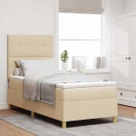 LED Κρεβάτι με βάθρο με στρώμα Κρεμ 90 x 190 cm ύφασμα Κρεμ 3343066