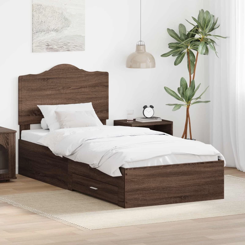 Σκελετός Κρεβατιού Καφέ δρυς 75 x 190 cm Επεξεργασμένο ξύλο Καφέ 3413672