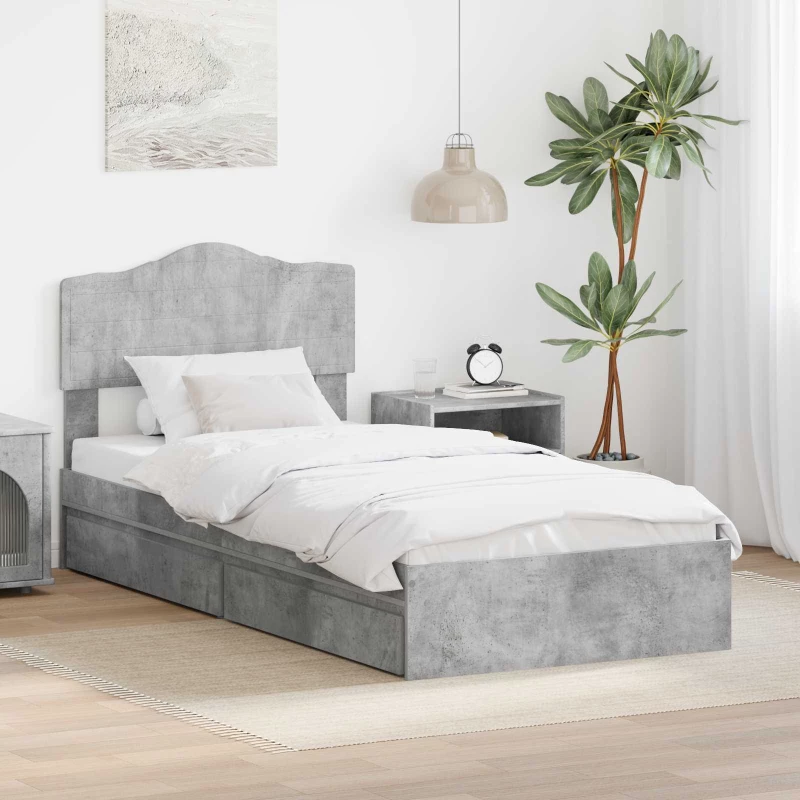 Κρεβάτι Αποθήκης Σκυρόδεμα Γκρι 90 x 190 cm Επεξεργασμένο ξύλο Γκρι 3413141