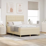 LED Κρεβάτι με βάθρο με στρώμα Κρεμ 160 x 200 cm ύφασμα Κρεμ 3343115