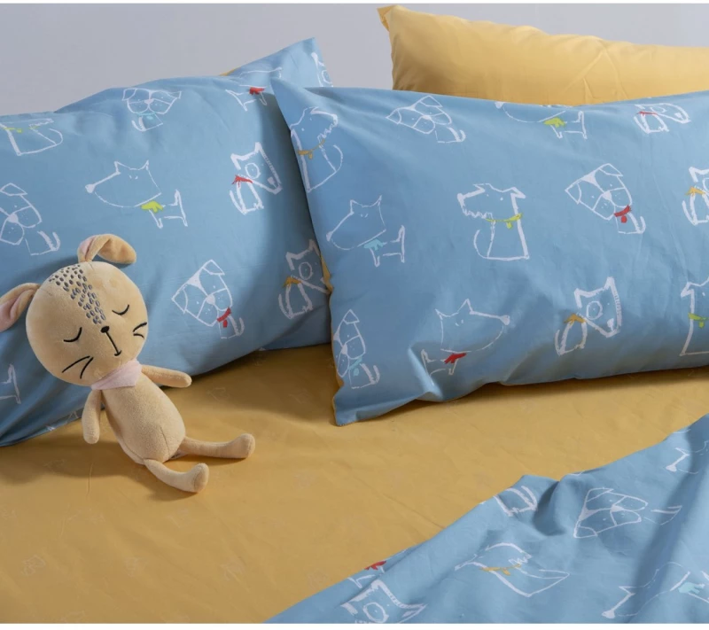 Σετ Παιδικά Σεντόνια Μονά 3 Τεμαχίων Nef-Nef Dog Life Blue 170x260