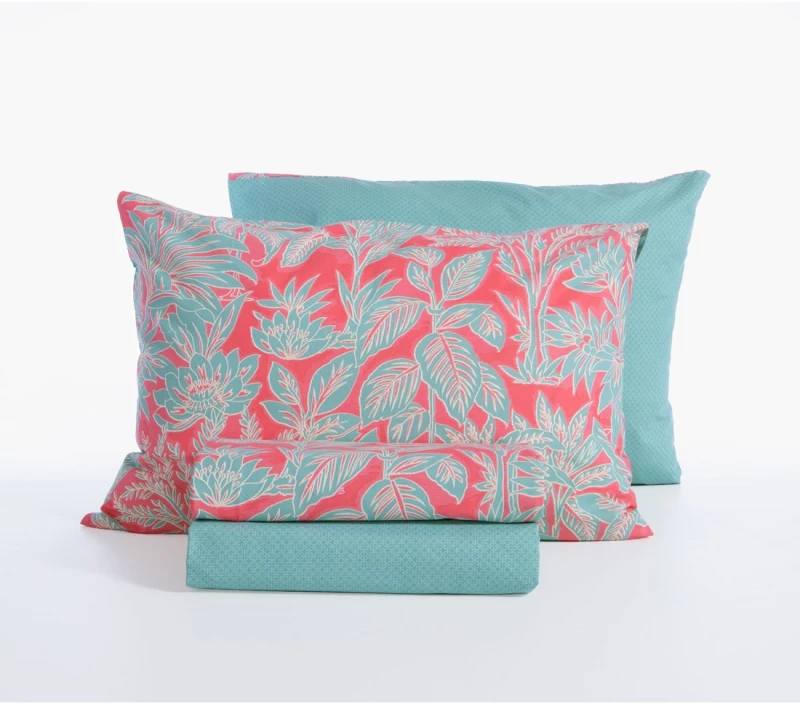 Σετ Σεντόνια Μονά 3 Τεμαχίων Nef-Nef Charisma Green/Coral 170x270