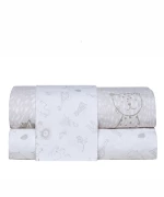 Σετ Παιδικά Σεντόνια Μονά 3 Τεμαχίων Kentia Canopy White-Greige 160x270
