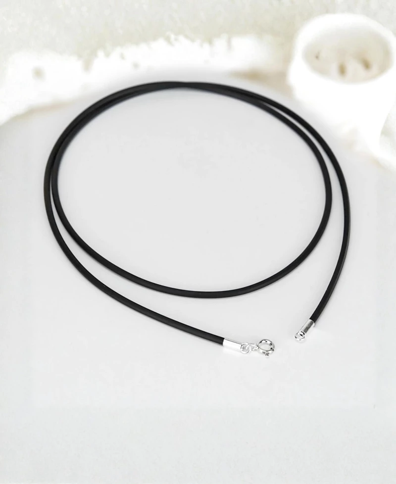 Κορδόνι Λαιμού Καουτσούκ 2mm 43cm Με Ασήμι 925 Κούμπωμα RCK250-2-Μαύρο